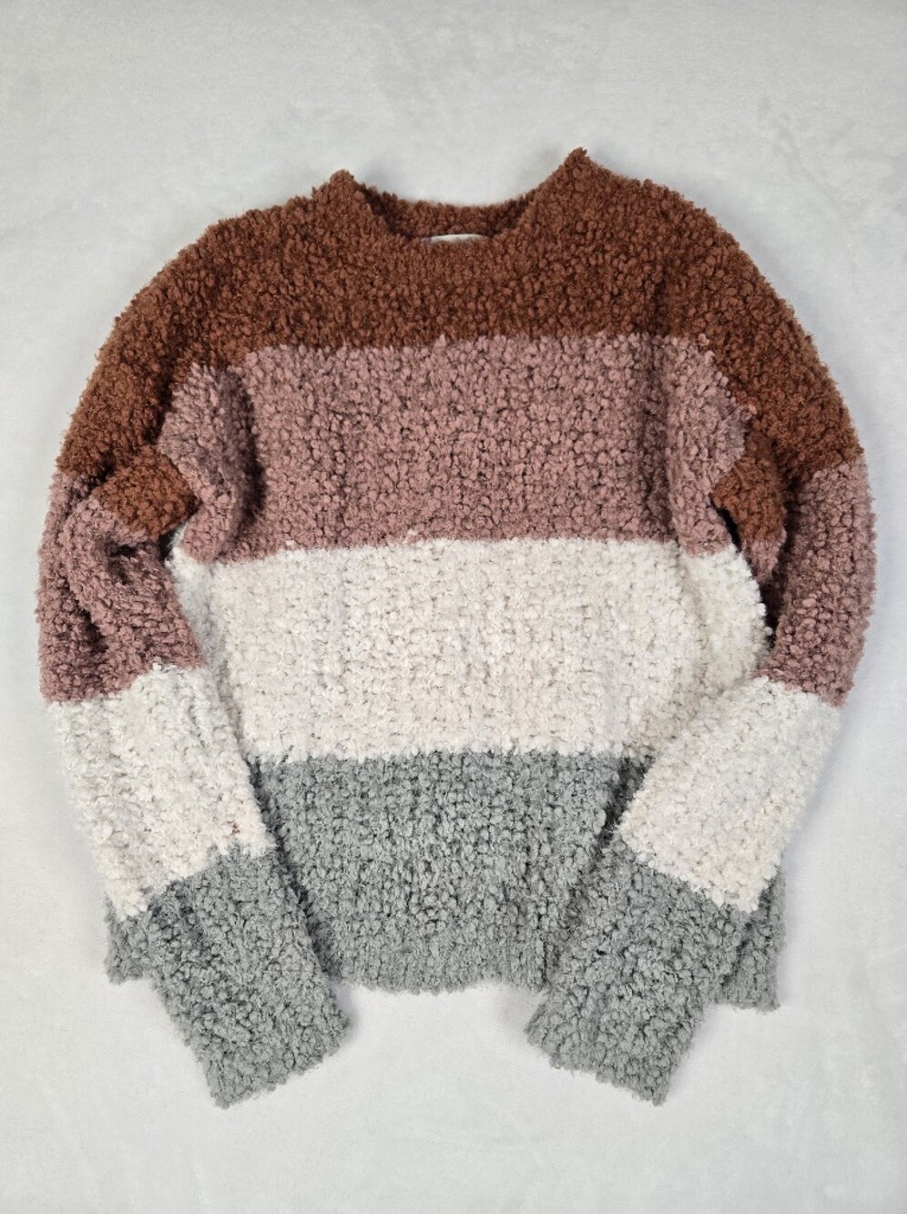 Cozy Popcorn Knit Colorblock Sweater